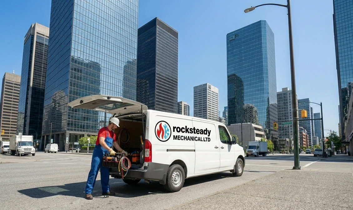 HVAC technician working on equipment